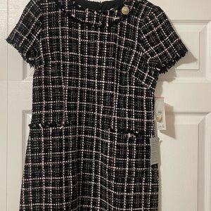 Harper Black and White A-line Dress with Peter Pan Collar